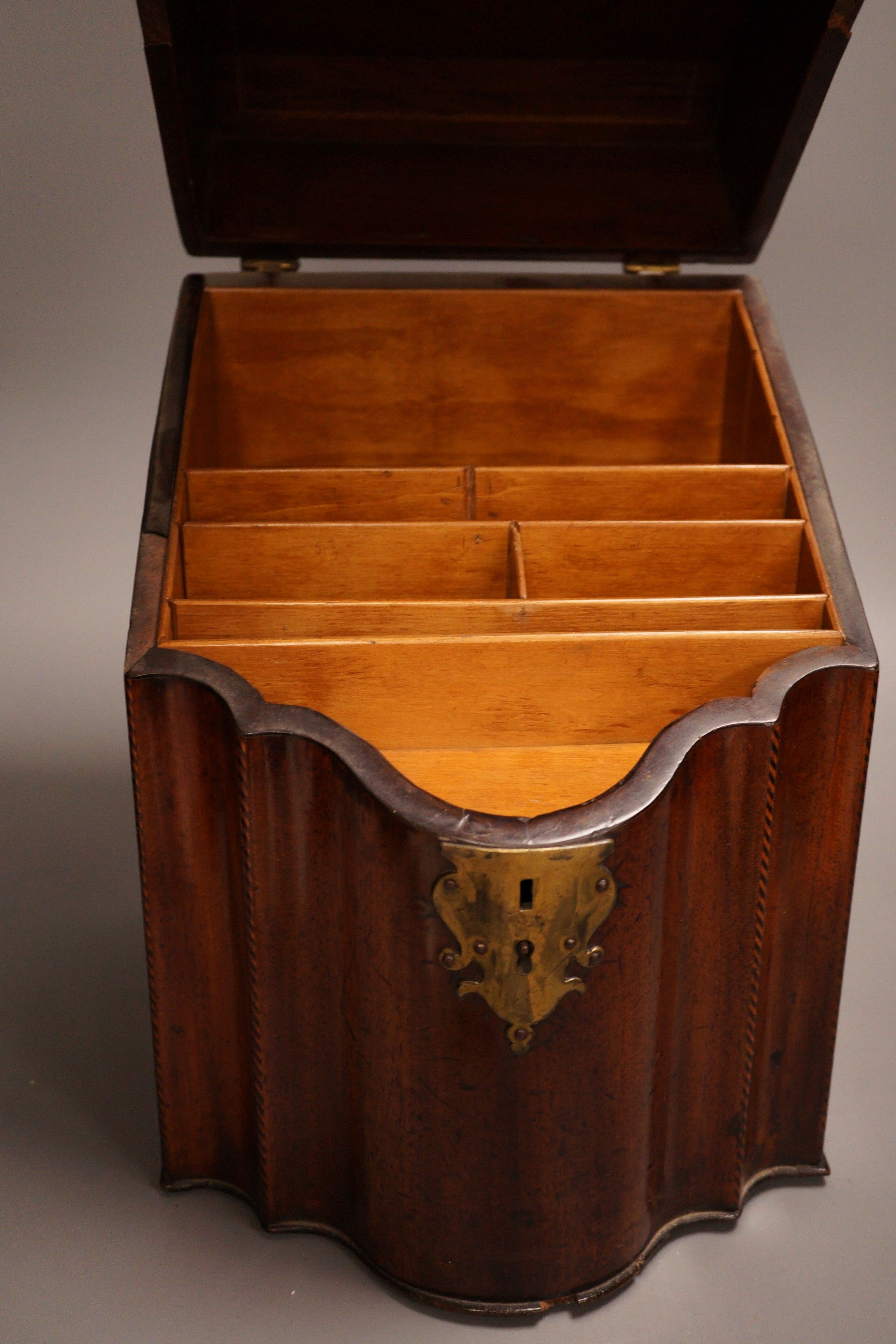 A George III mahogany knife box (converted), 35cm